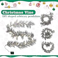 Vista 4 de MINDELF 6 FT Silver Artificial Christmas Garland, Faux Spruce Evergreen Garland with 20 LED Lights, Lighted with Timer, Perfect for Christmas Indoor