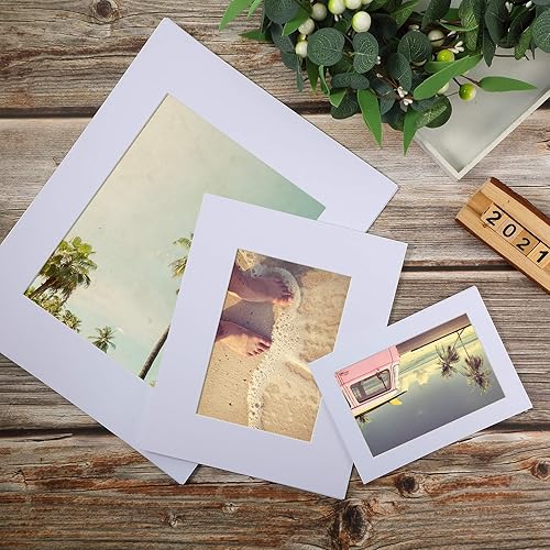 Miniatura 6 de Kit de paspartú blanco para fotos, incluye marco de fotos antiácido precortado y tablero de corte cónico para obras de arte, 5 x 7, 8 x 10, 11 x 14