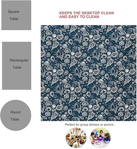 Vista 32 de Mantel de acuarela Redondo para Mesa De 4 Sillas Coral Verde Pálido Negro Mantel rústico Decoración de mesa 30 x 30 pulgadas Abstract_07