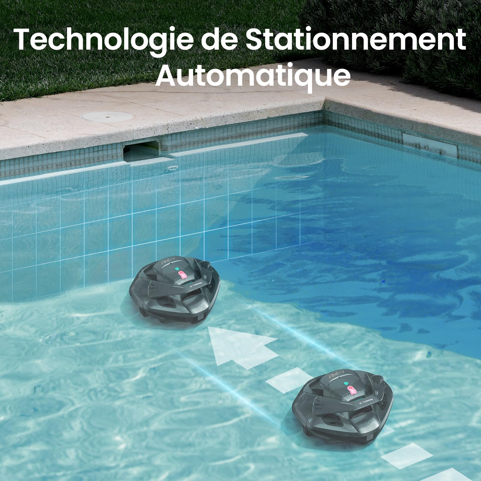 AIPER Robot de Piscine, Aspirateur de Piscine avec 90 Minutes de Fonctionnement, Nettoyeur de Piscine avec Double Moteur D'entraînement, sans Fil, Idéal pour Les Piscines de Moins de 80 Mètres Carrés