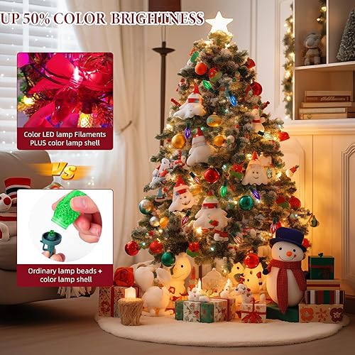 Miniatura 5 de Kawaya Luces LED transparentes multicolor para árbol de Navidad para exteriores, C9 de 50 pies, 50 bombillas impermeables para exteriores, árboles,