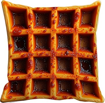 Waffle Lover 18x18 Inch Funny Throw Pillow Cover, Foodie Food Decorative Cushion Case, Home Kitchen Room Decor Chef Baker Hostess Mom Wife Sister Her Kid Boy Girl Pet Gift Novelty Pillowcase