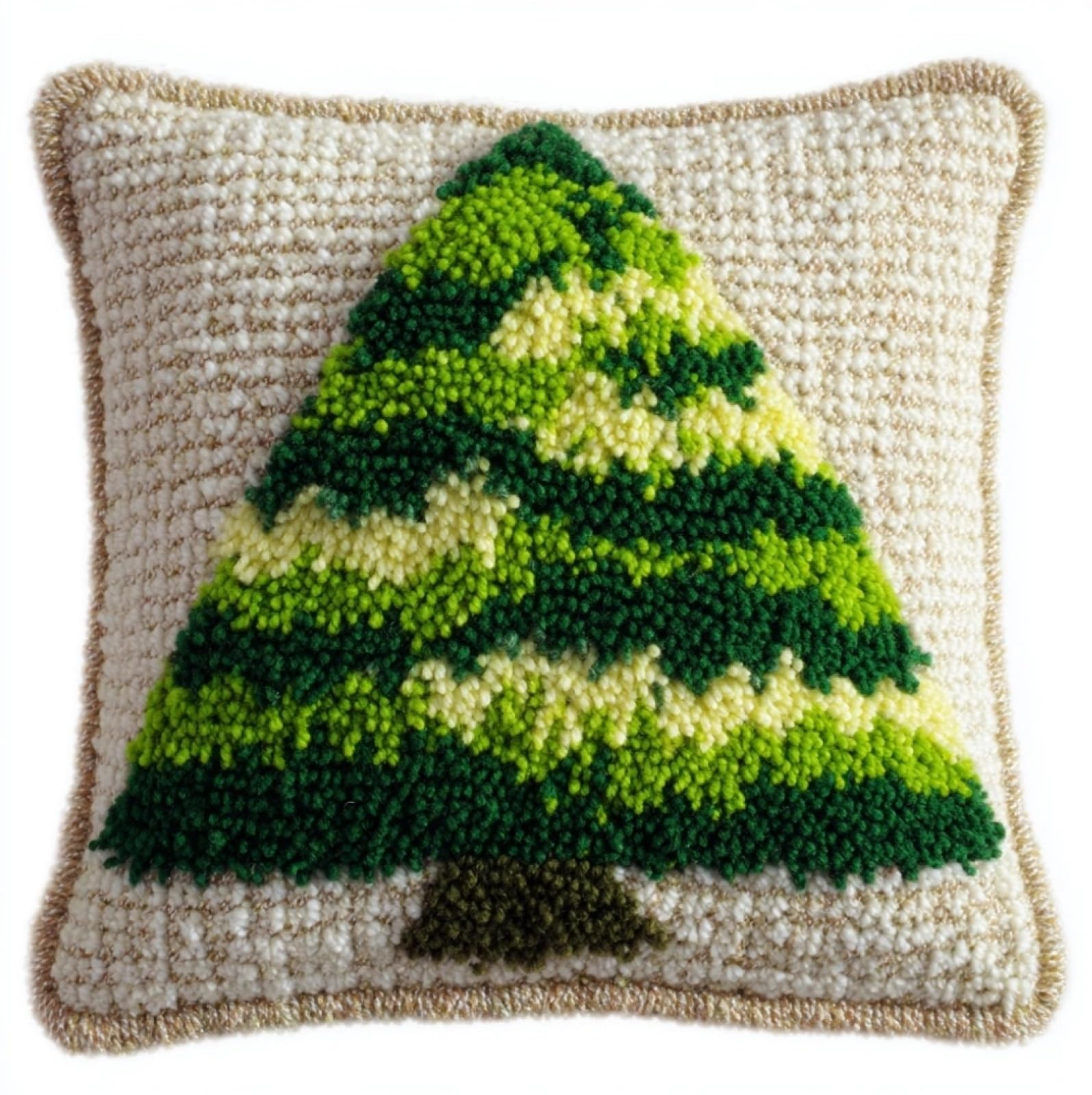 Wallustrioaw Green Christmas Tree Latch Hook Pillow Kit 43X43cm,