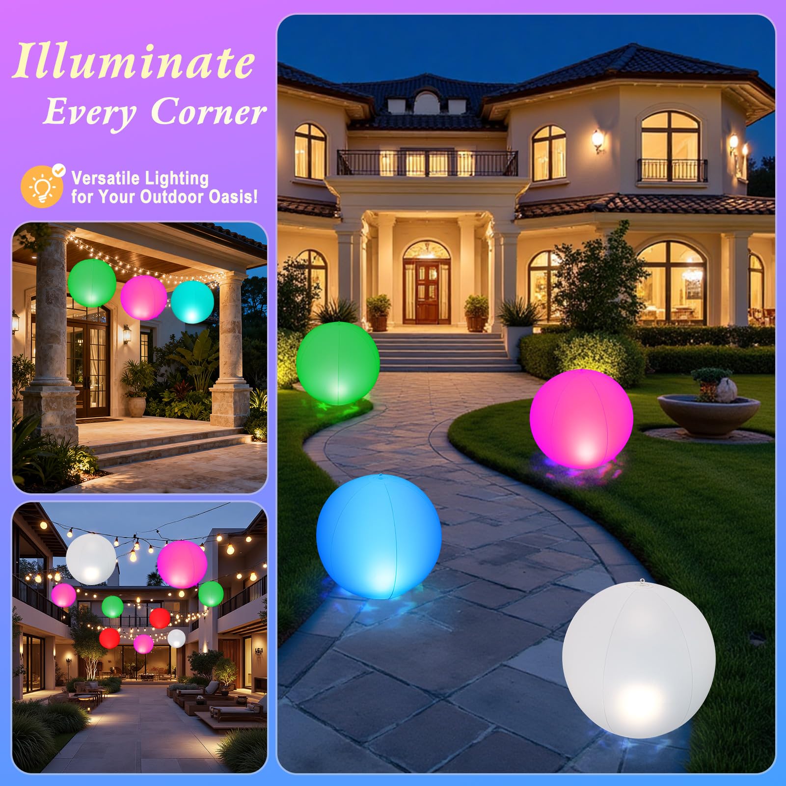 Luxfero Luci Galleggianti per Piscina a Solare,Palla Luminose per Piscina Gonfiabili,Luci Piscina Impermeabili IP68 per Laghetto,Delle Luci LED Piscina per Proiezione Animali da Giardino - 2 Pezzi