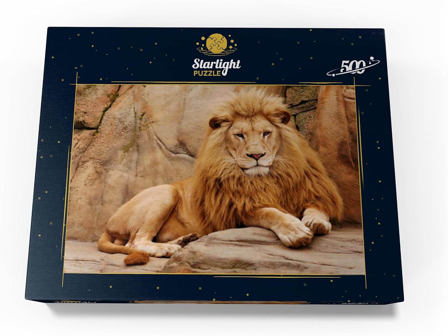 MyPuzzle A Lion Relaxing On A Stone - Premium 500 Piece Jigsaw Puzzle for Adults