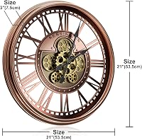 TOKTEKK 53 cm Nagy Fali Óra Mozgó Fogaskerekekkel - Vintage Vörös Fém Falióra Romantikus Számokkal Nappaliba, Konyhába, Irodába 4