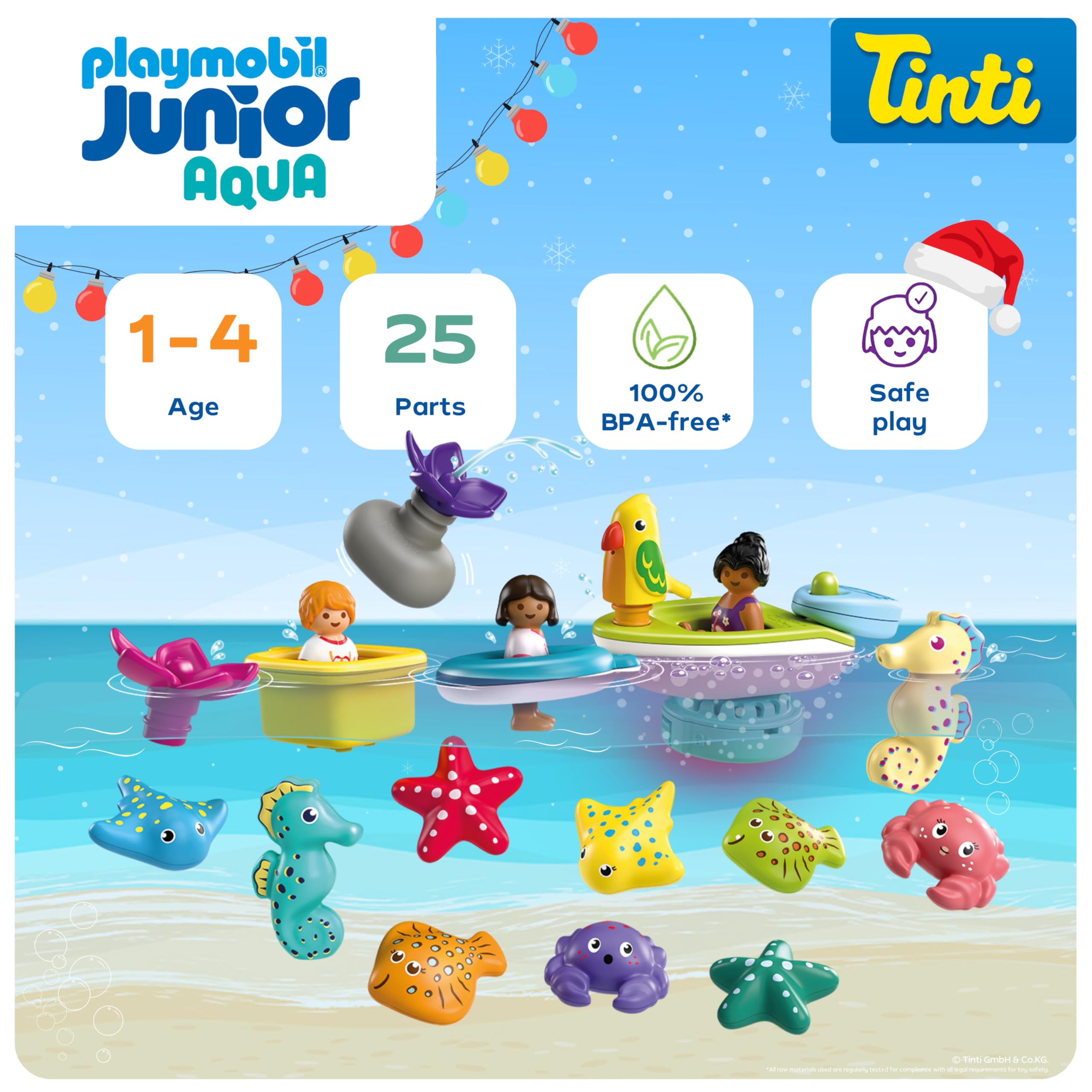 PLAYMOBIL JUNIOR and Tinti, Colourful Bathing Fun Advent Calendar, Sustainable Advent Calendar with Water Toys - Image 2