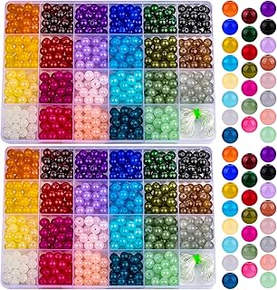 XSEINO 1150 Pieces 8mm Round Glass Beads for Jewelry Making, 23 Colors Crystal Beads for Bracelets Jewelry Making and DIY Crafts