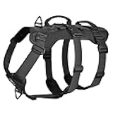 Escape Proof Dog Harness, No Pull Dog Harness with Handles, Tactical Multi-Use Support Dogs Harnes for Large Dogs Everyday Wear Walking Hiking Training (Black, Large)