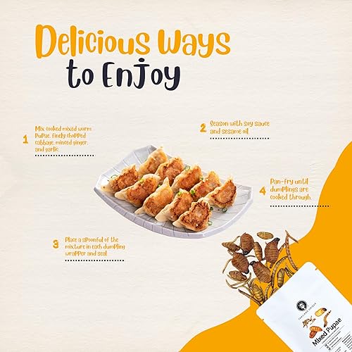 Miniatura 4 de Thailand Unique Pupas mixtas de gusanos  Bolsa de 0.53 oz de gusanos de seda, supergusanos, gusanos de comida y sagú, insectos comestibles para