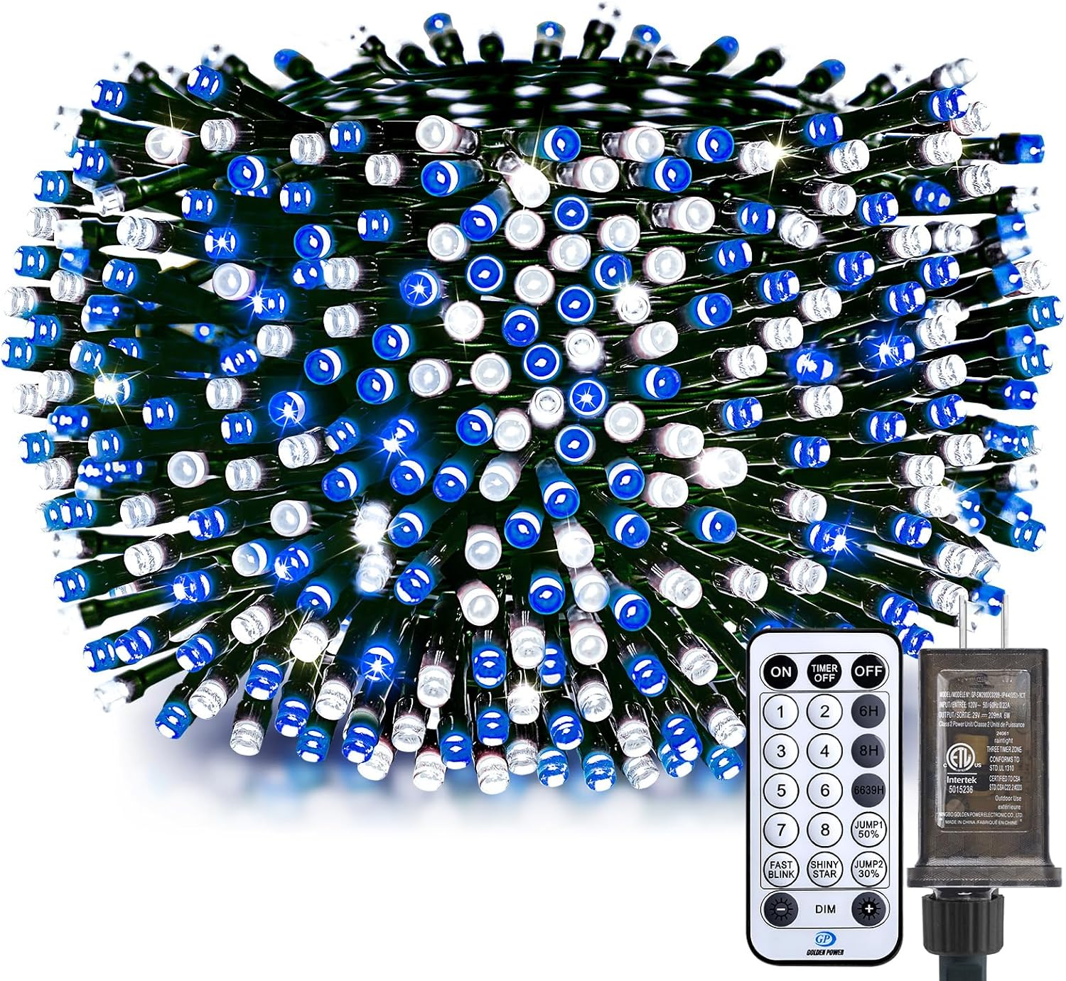 Brightown Christmas Tree Lights Outdoor Cluster Lights - 1000 LED 50 Ft Christmas Firecrackers String Lights, 12 Modes Timer Remote Waterproof Plug in Twinkle Fairy Lights for Xmas Tree Garland, Blue