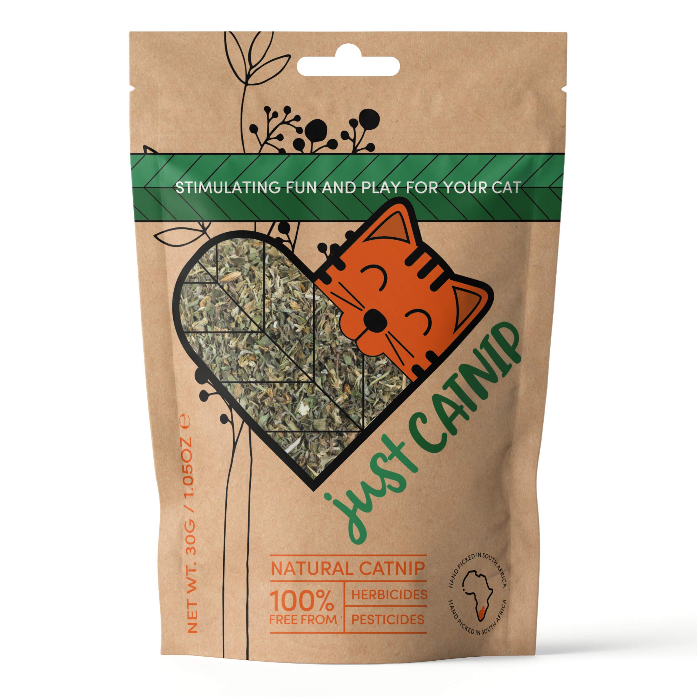 Just Catnip - Organic Catnip for Cats - Fine Blend Cat Nip - Grown in South Africa - Extra Strong - Cat Toy & Treat Cat - Natural, Ethical and Sustainably Farmed