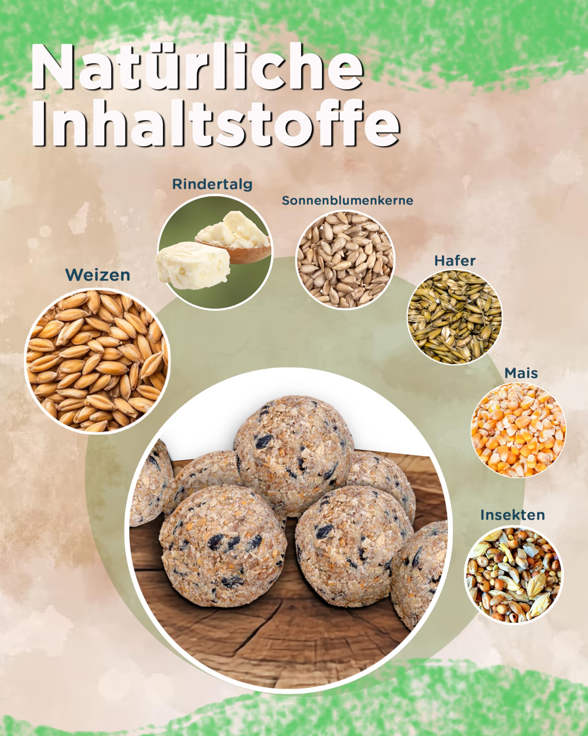 Futterbauer Meisenknödel 200 Stück ohne Netz Plus Insekten, Energiereiche Meisenknödel mit Insekten für Wildvögel, ohne Netz, ca. 90 g je Knödel, mit Vitaminen & Fetten