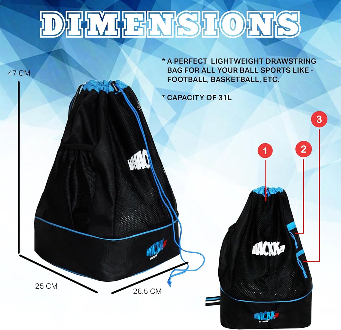 Buy WHACKK Goal Football Bag (Black) Online at Low Prices in India