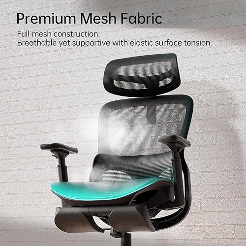 Miniatura 6 de Hbada Silla de oficina ergonómica P2, silla de oficina con soporte lumbar 3D, silla ergonómica de malla con brazos de rotación 3D de 360 y