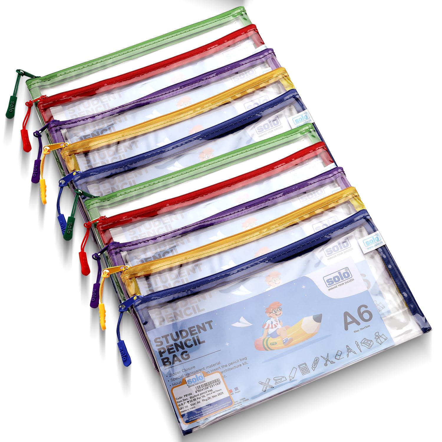 SOLO Transparent Stationery Pouch, Students Clear Zippers, Plastic Pencil Case, Waterproof PVC Pen Pouches, Multipurpose Kids Clear School Kit, Large Capacity - Pack of 10 (B0D8T16J2B) Amazon Price History, Amazon Price Tracker