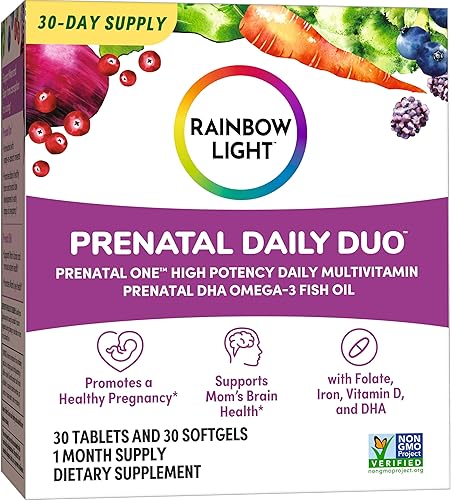 Miniatura 6 de Rainbow Light Prenatal Daily Duo Prenatal One Multivitamin and Prenatal DHA- 30 Tablets and 30 Softgels El embalaje puede variar