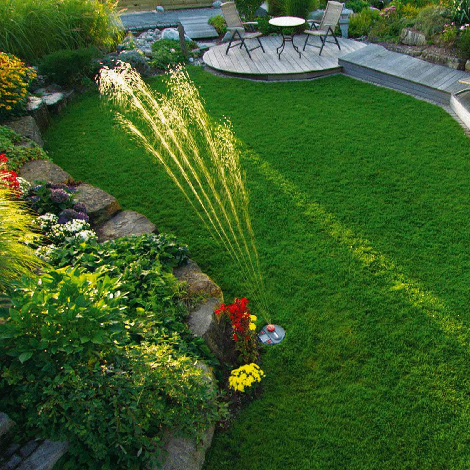 Gardena Sprinklersystem Vielflächen-Versenkregner AquaContur automatic: Rasensprinkler für die Bewässerung unregelmäßig geformter Rasenflächen bis 350 m², 25 - 360° Beregnungssektor (1559-29)