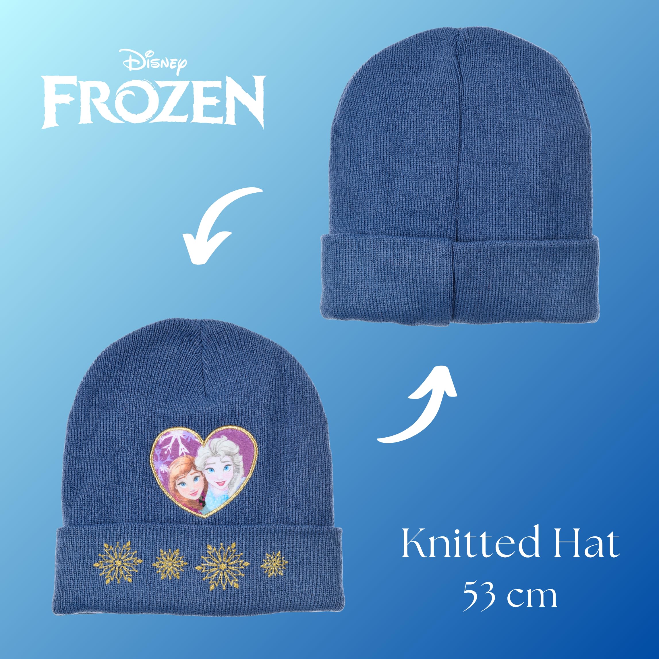 Disney Frozen Gorro Guantes y Orejeras para Niñas, Diseño Brillante Gorro de Invierno Infantil, Regalo para Niñas
