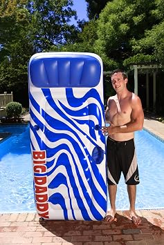 Poolmaster Big Daddy Oversized Pool Float Mattress for Adults, Extra Large Inflatable Pool Raft Lounger with Pillow, Cup Holder and Rope, Spacious Lake River Beach Float