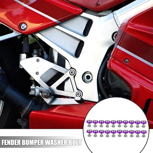 Miniatura 2 de Motoforti Kit de tuercas de perno de arandela de parachoques M6 púrpura para coche, motocicleta, 20 uds