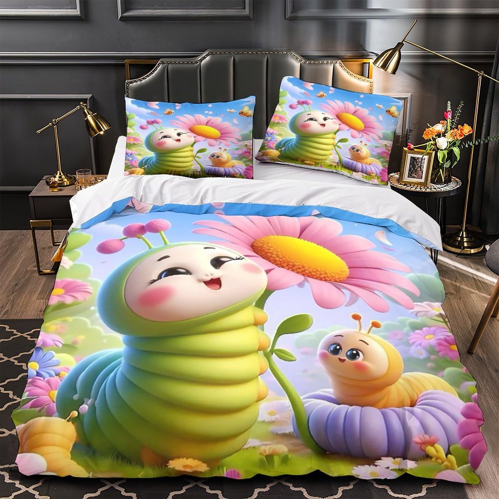 Housse de couette hypoallergénique 200x200 contre les allergies parure chat 3D
