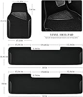 Vista 2 de CAR PASS Alfombrillas universales impermeables de cuero sintético de 3 filas para automóvil, alfombrillas negras para automóvil que se ajustan a