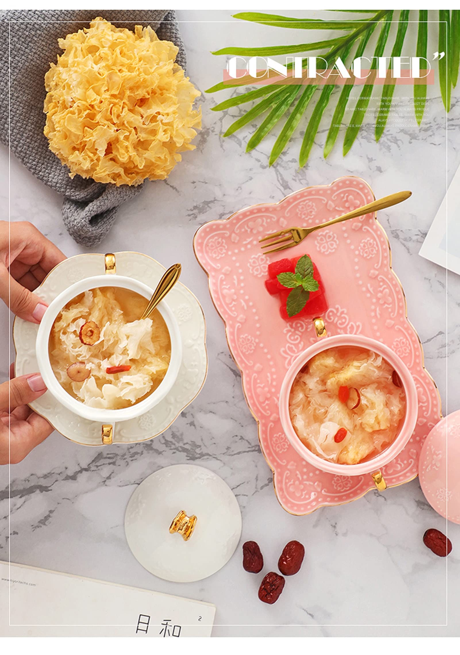Taza De Café De Cerámica,Tazas De Café De Mamá,Cuenco Binaural De Flor En Relieve De Cerámica De Mariposa Dorada Con Tapa Tazón De Jarabe De Postre Taza De Sopa De Leche De Cereal Desayuno Tazón De Ni