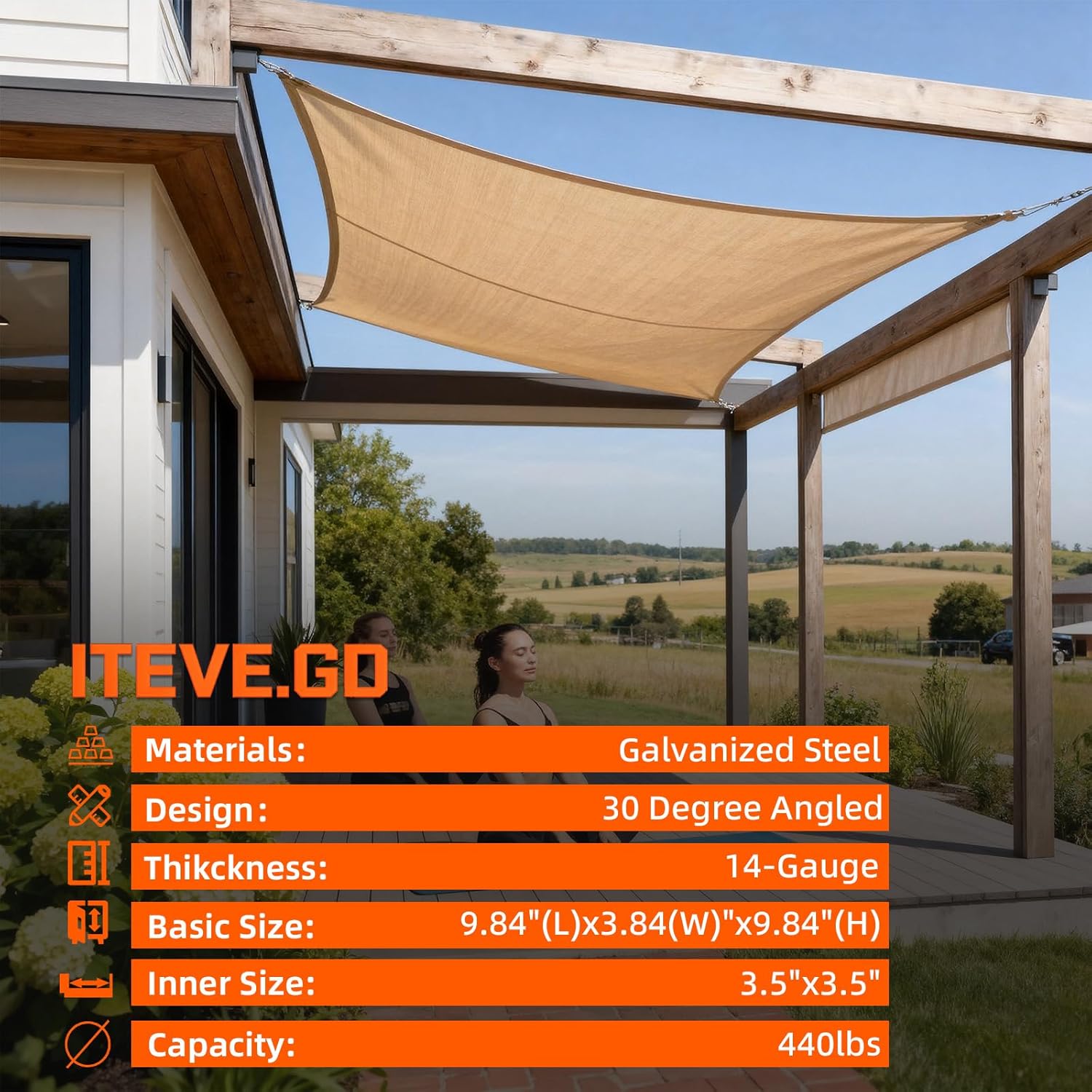 30° Angle Slant Pergola Bracket Kits,2-Way L-Shaped Slant Roof Post Brackets with Stainless Steel Screws for 4" x 4"(Actual:3.5" x 3.5") Lumber for Outdoor Pergola,Proch,Passageway - 1Pack