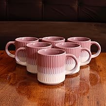 Zynkraft Ceramic Tea Cup Set of 6, 230 ml Chai Cups Microwave and Dishwasher Safe, Perfect for Every Occasion Elegant & Durable Tea | Coffee Mugs for Home & Office