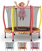 ZCMHAXJSports 55" Kids Trampoline with Curved Poles, 440lbs Capacity - Safe Indoor Outdoor Toddler Trampoline for Boys Girls
