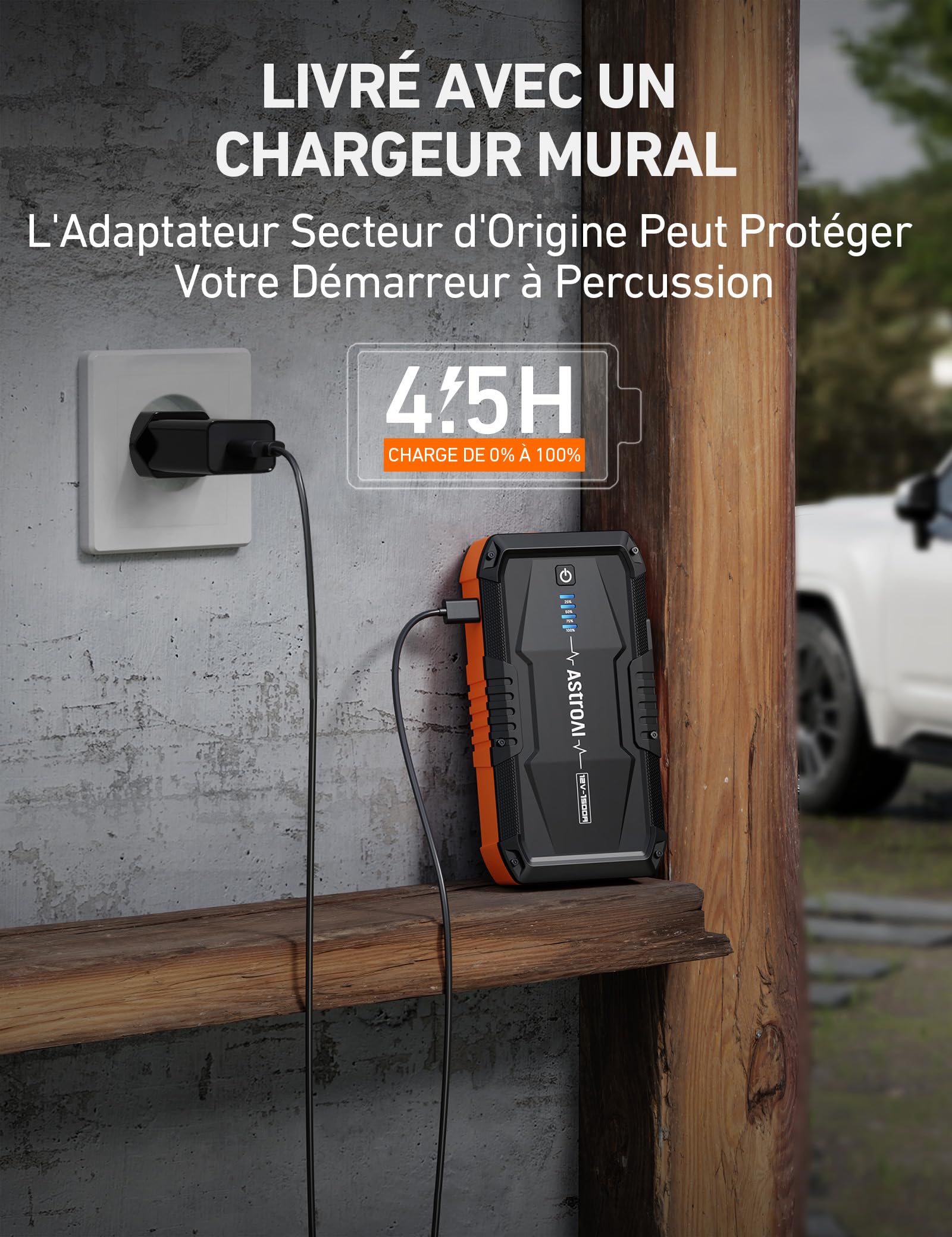 AstroAI B8 Booster Batterie Voiture, Démarreur Batterie Voiture Portable 12 V (pour 5,5 L Diesel ou 7,0 L Essence), avec Protection Intelligente et Lumière LED pour Moto，S8