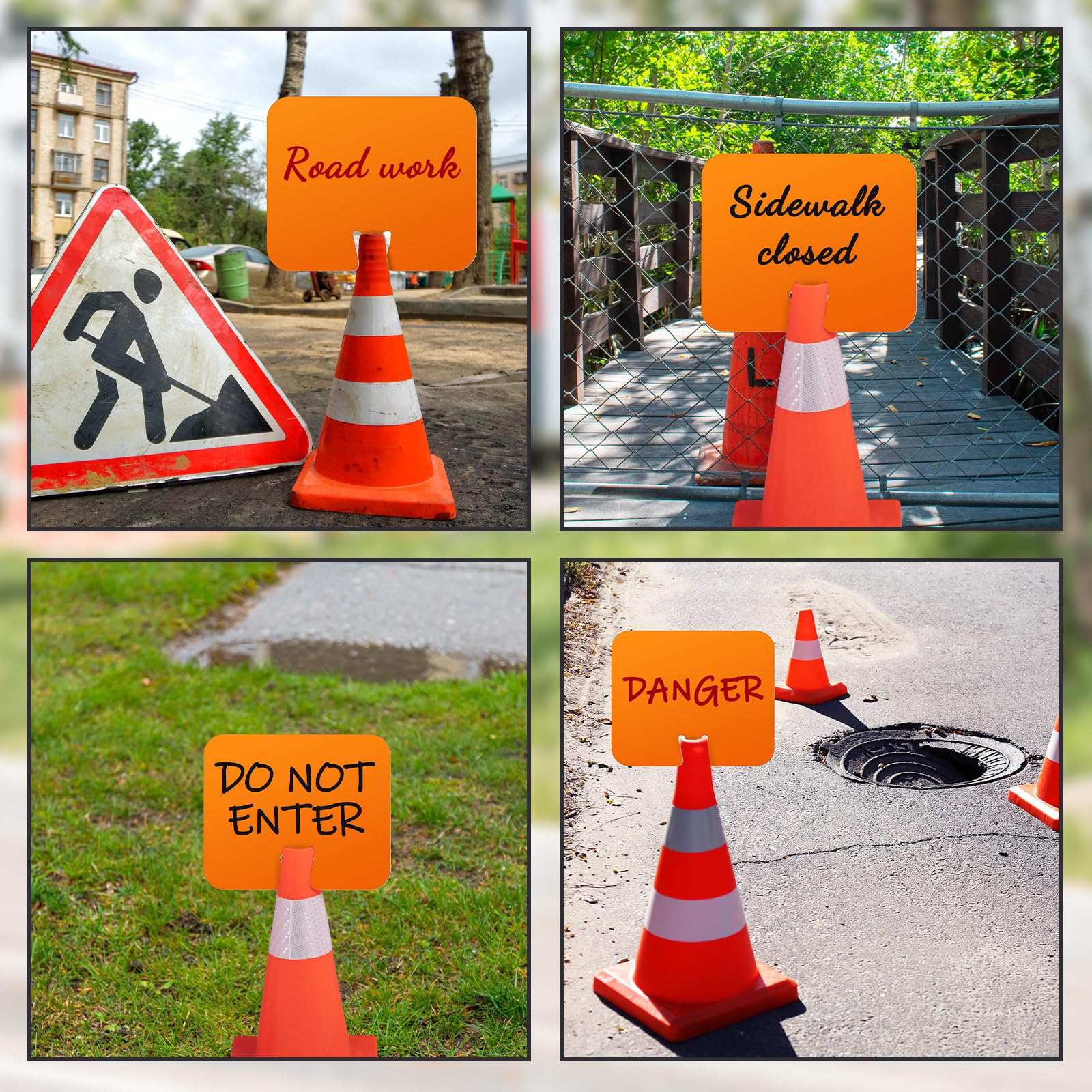 Geetery 6 Pcs Blank Traffic Cone Signs, 10.4"x12.6" Write-on Sign, Orange — Amazon image 7