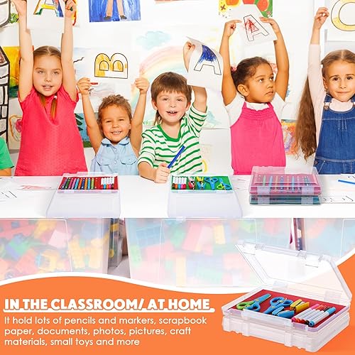 Miniatura 4 de Ctosree Paquete de 6 cajas de almacenamiento de fotos con cierre hermético transparente, caja organizadora de manualidades de plástico, estuche