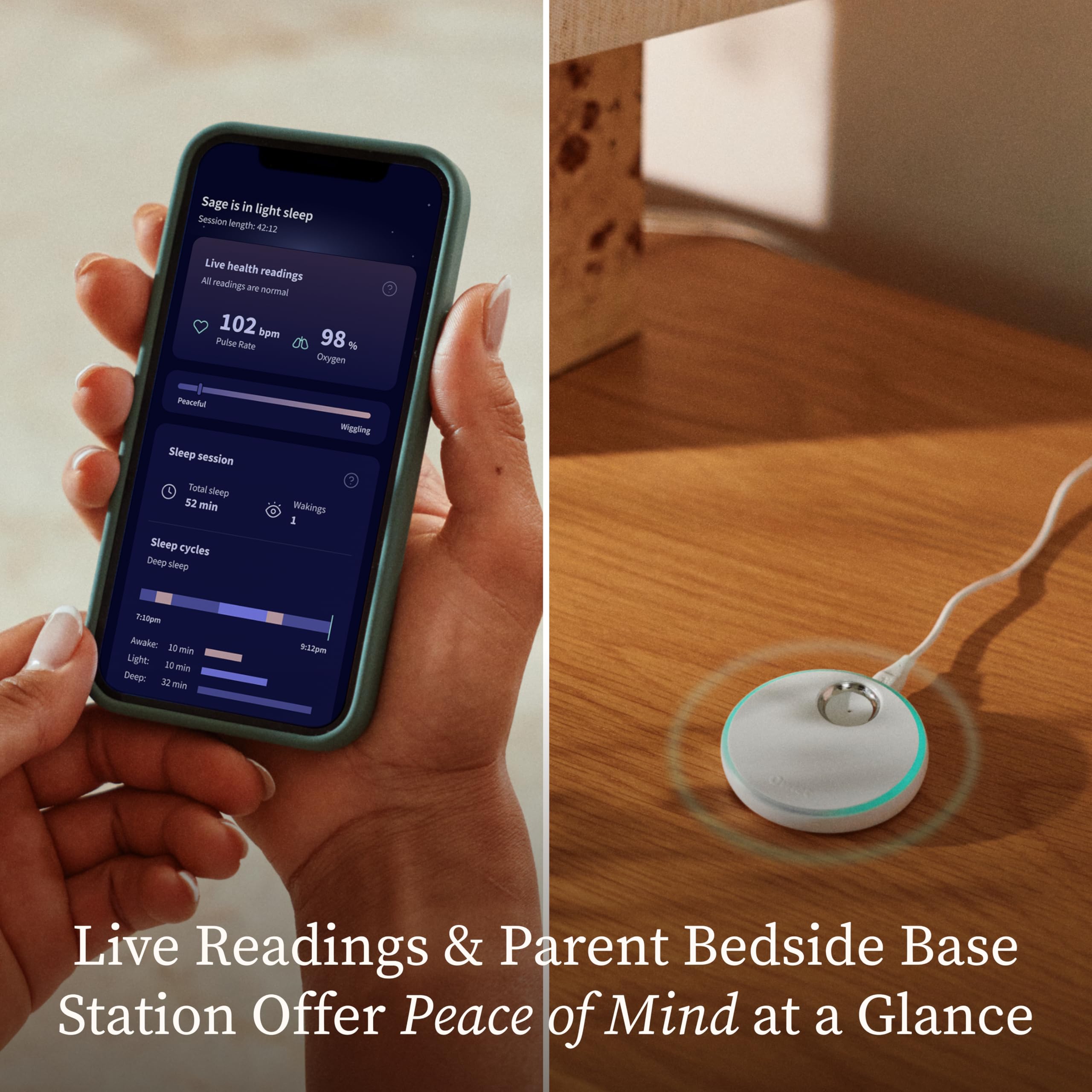 Owlet Dream Sock® - Smart Baby Monitor - Track Live Pulse (Heart) Rate, Oxygen in Infants | Dusty Rose — view 3