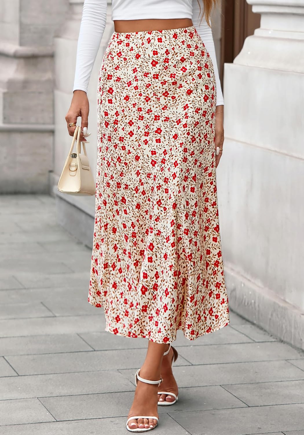 BTFBM Satin Skirts for Women Trendy Spring Summer 2026 High Waisted Leopard Print Cocktail Wedding Long Silk Midi Skirt - Image 4