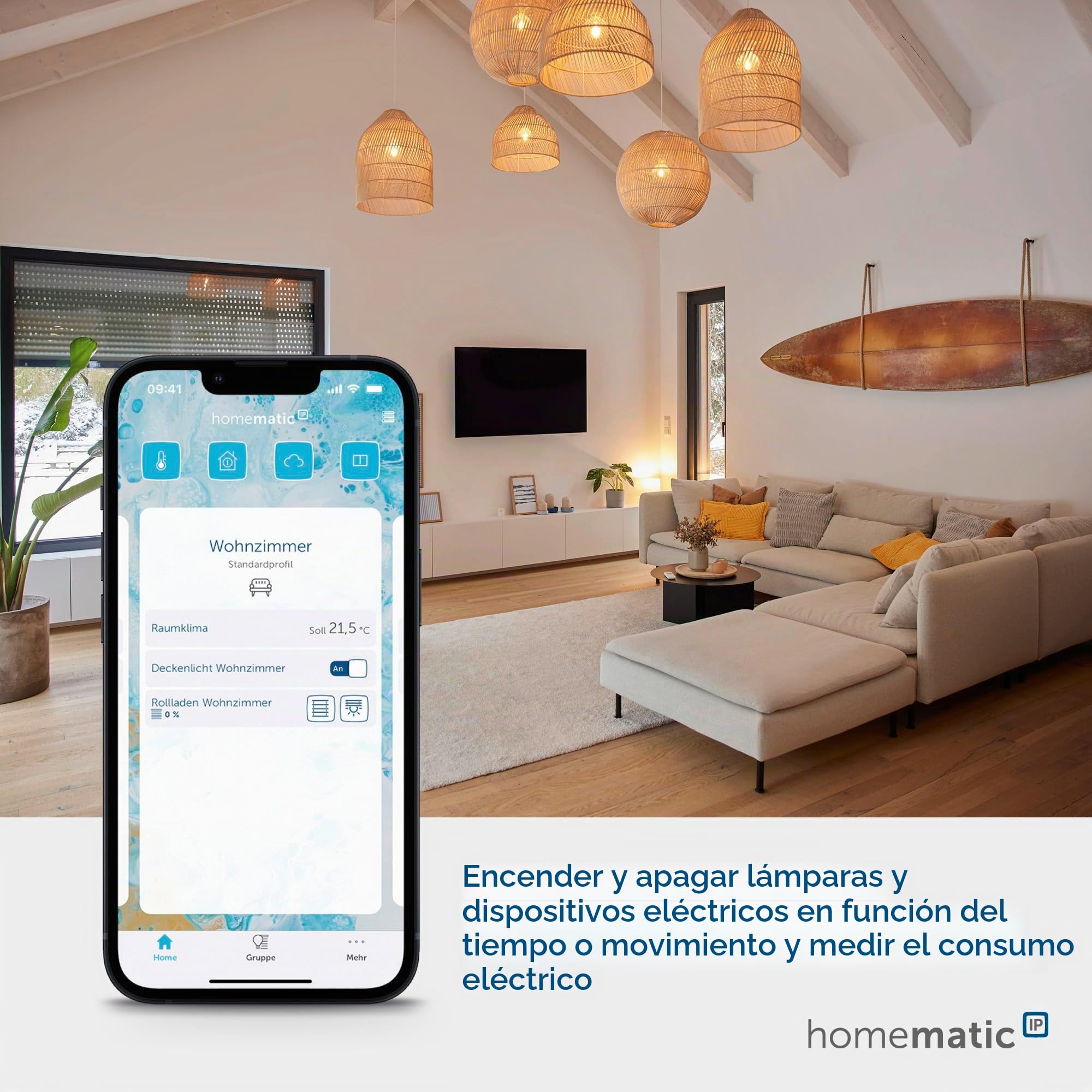 Homematic IP Smart Home Schalt-Mess-Aktor – Unterputz, Aktor misst Strom,steuert Geräte und Leuchten per App, Alexa & Google Assistant, Energie sparen, 142721A0