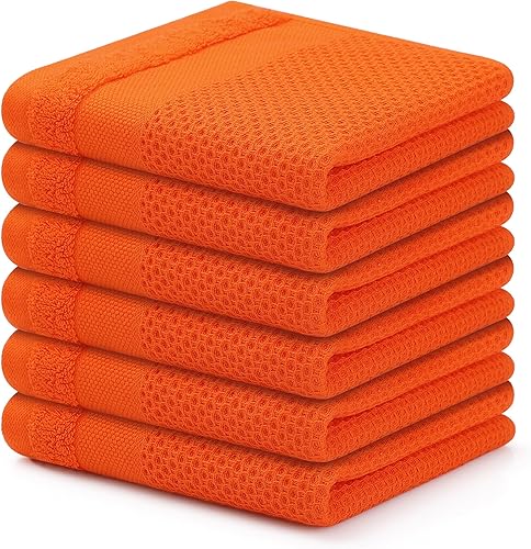 Homaxy Paños de cocina 100% algodón, paquete de 6 a 12 x 12 pulgadas, tejido de gofre, súper suaves y absorbentes, paños de cocina de secado rápido,