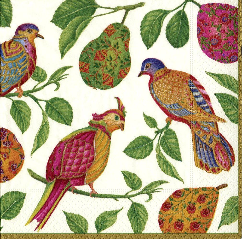 Caspari Entertaining Boxed Cocktail Napkins, The Pear Tree