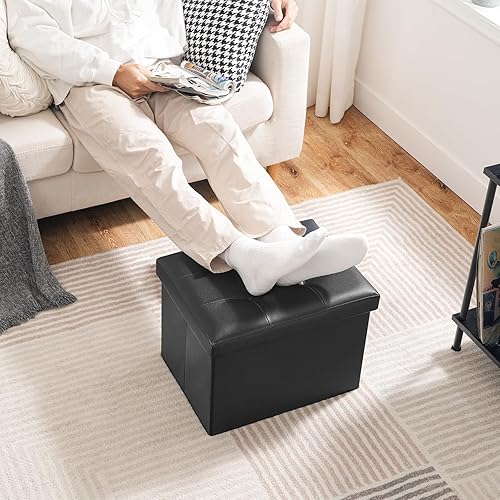 Miniatura 2 de HOOBRO Banco otomano plegable de almacenamiento, otomano de almacenamiento de 16.5 pulgadas, banco de dormitorio con almacenamiento, otomana de
