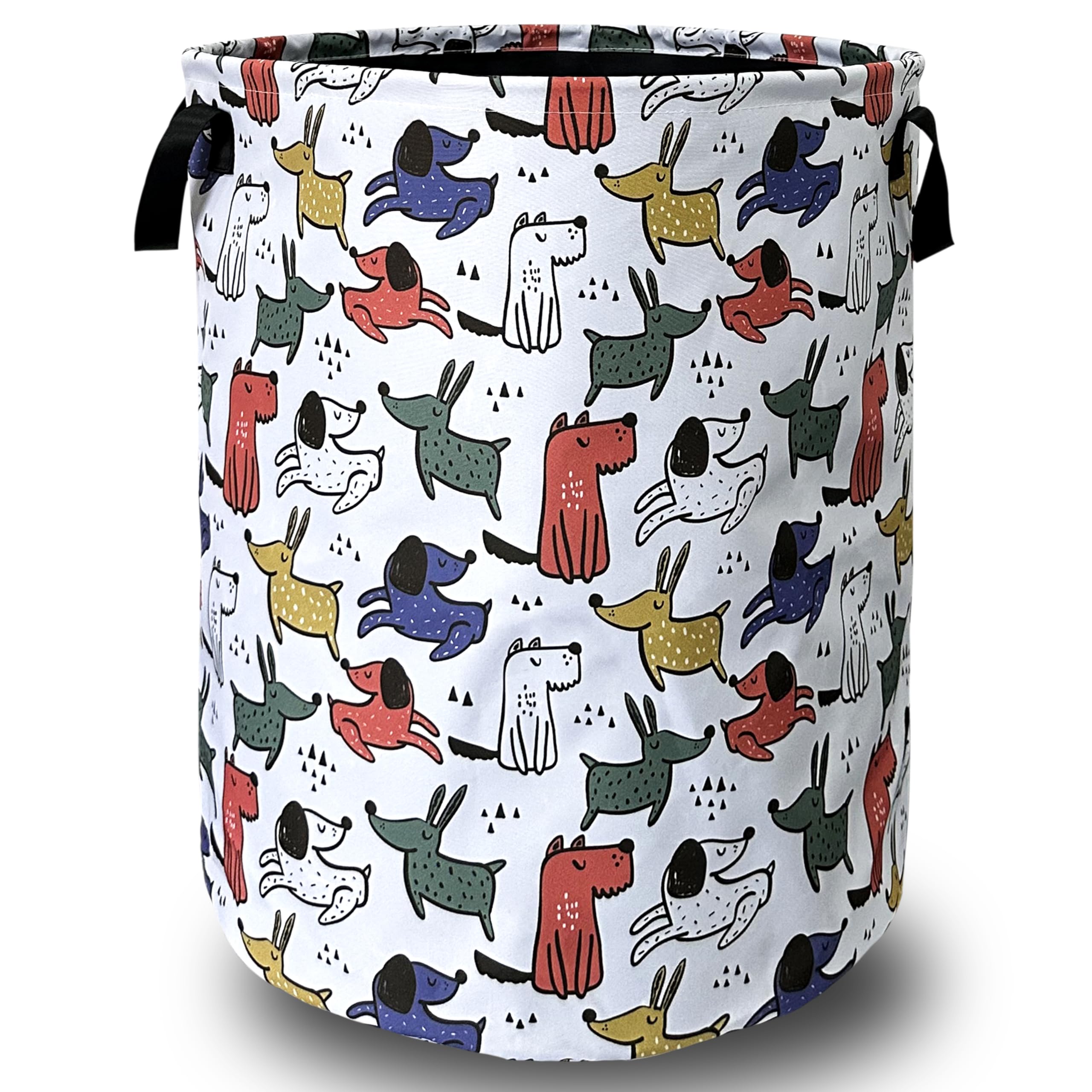 Cute Cartoon Animal Dogs Laundry Basket Foldable With Handles Tote Bag Oxford Cloth Funny Dog Laundry Hamper Clothes Storage Bucket Toy Organizer 18.9