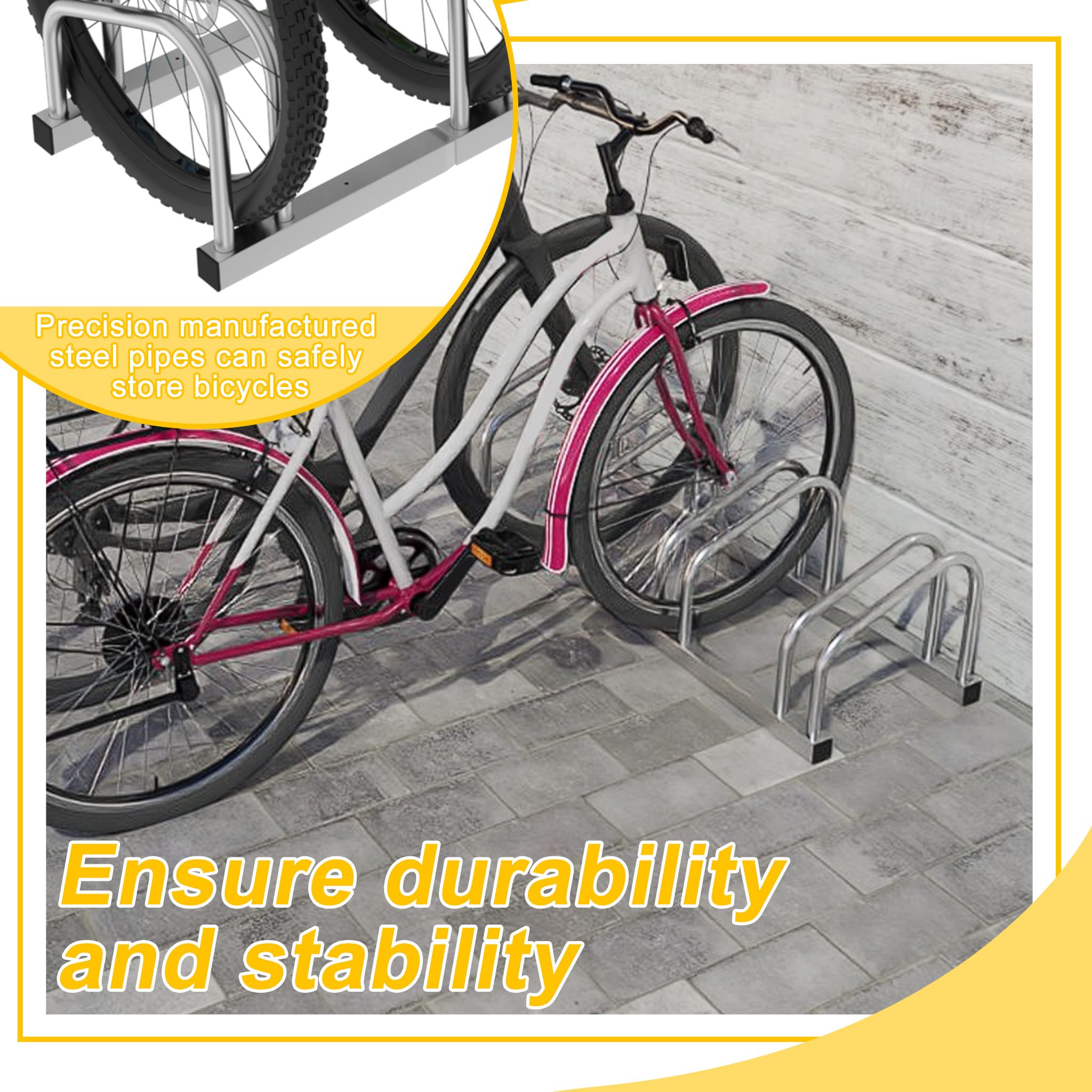 FIVMEN Soporte para 8 bicicletas, soporte para suelo y pared, 37 cm, distancia entre ruedas, galvanizado, soporte múltiple para neumáticos de 30 – 65 mm de ancho, bicicleta de montaña, bicicleta de