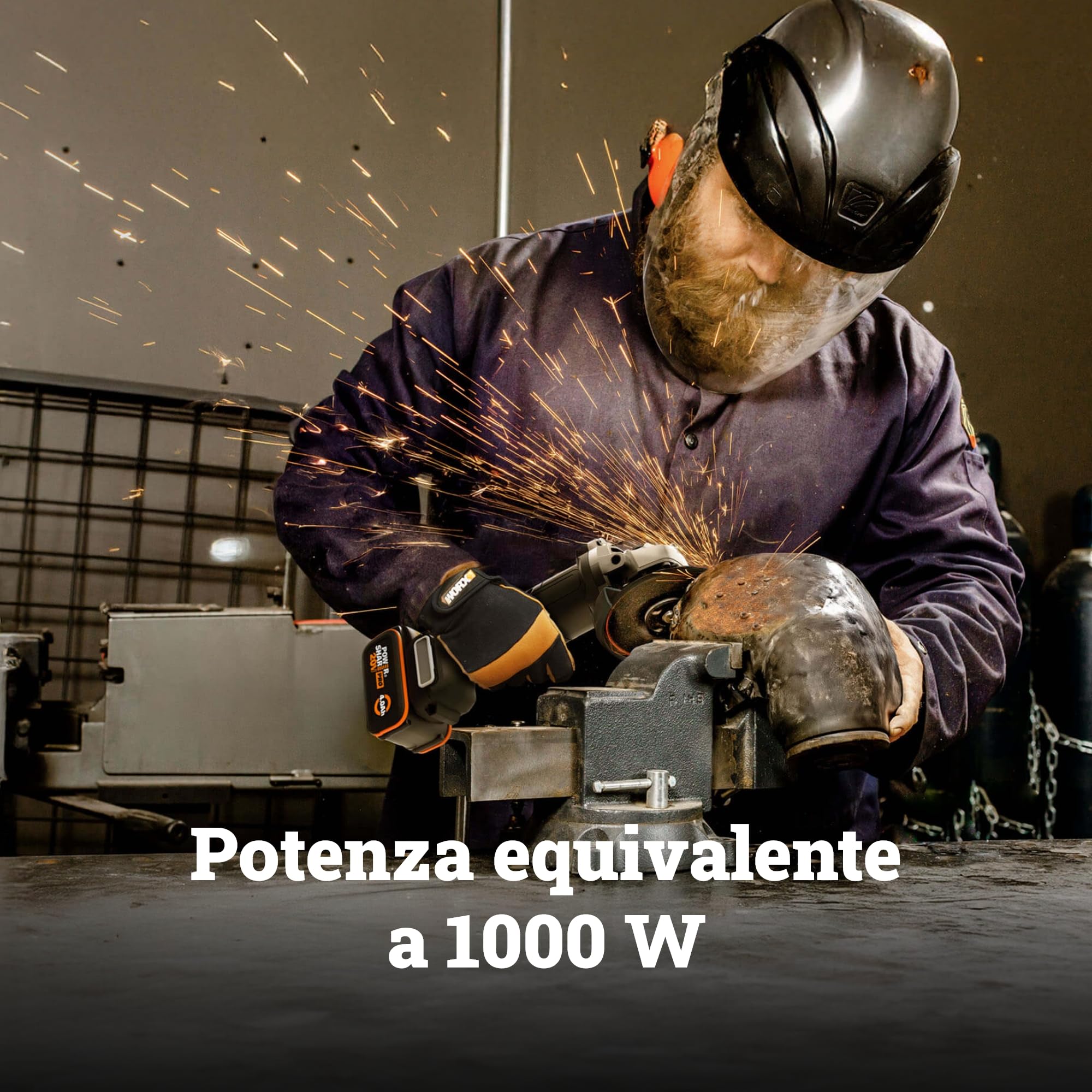 WORX WX814.2 Smerigliatrice angolare a batteria 20 V, disco da 125 mm, con dischi aggiuntivi inclusi