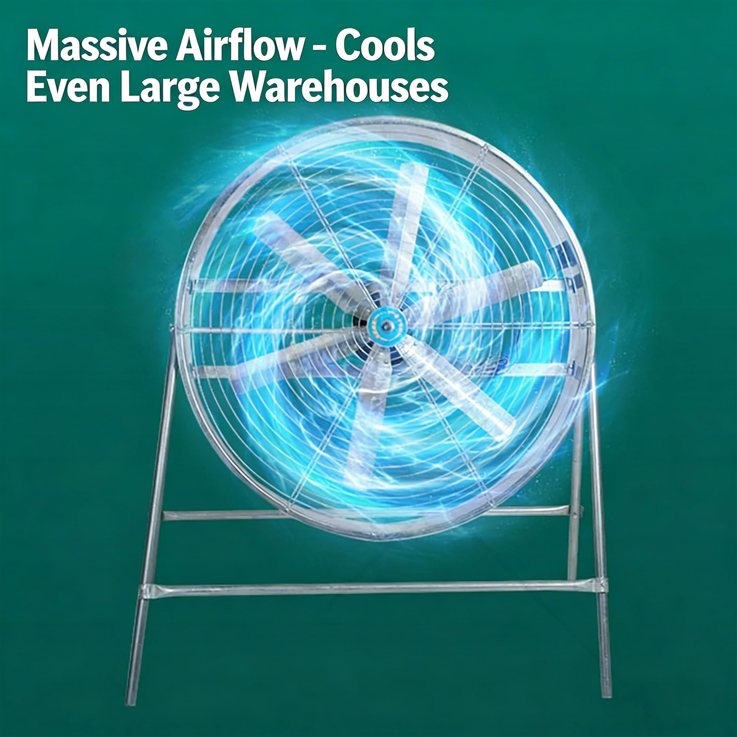 Débit d'air élevé de 16 000 m³/h : ventilateur de sol industriel robuste – Moteur puissant de 500 W, inclinaison réglable, boîtier en acier durable, lames en aluminium – pour entrepôt, usine, atelier