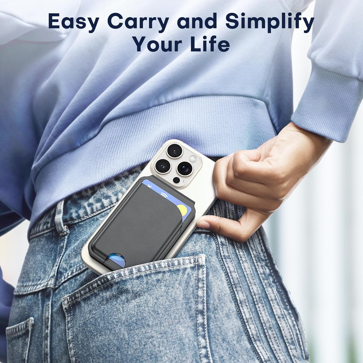 OMOTON for MagSafe Wallet, 4 Card Holder Magnetic Phone Wallet with Stand, Premium Leather for iPhone 17/16/15/14/13/12 Series (Black) - Image 6