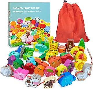 Montessori Toys for 3 4 5 Year Old Girls,Wooden Toddler Toys Gifts for 3 4 Year Old Girl Boy Kids Educational Toy Gift Presents for Girl Age 3 4 Year Old Learning Threading Toys for 3 Year Old