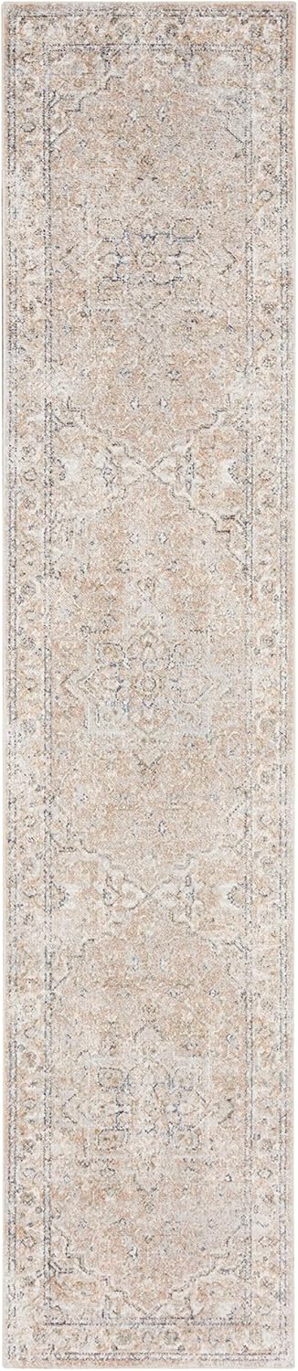 Nourison Home Astra Machine Washable Beige 2' x 6' Area Rug - Easy Clean, Non Shedding, Bed Room, Living Room, Dining Room, Kitchen (6' Runner)