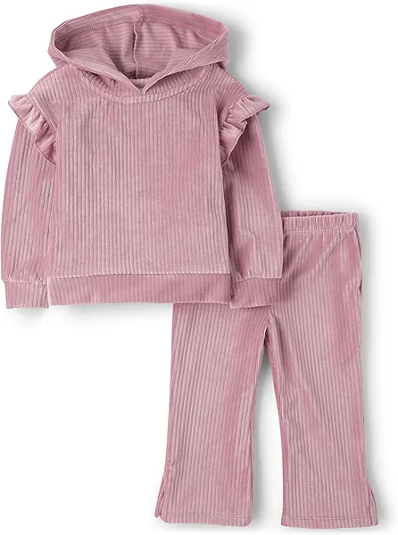 The Children's Place baby-girls And Toddler Velour Ribbed Sweatshirt and Sweatpant, 2 Piece Outfit