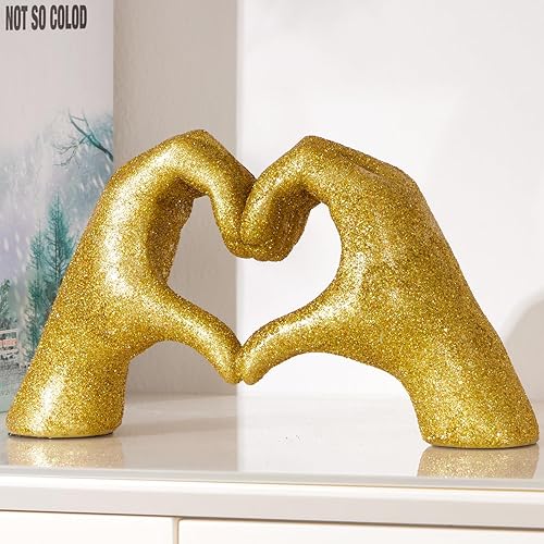 Decoración de gestos dorados, estatuas estéticas de dedo de amor, escultura de arte moderno, decoración personalizada para el hogar, decoración