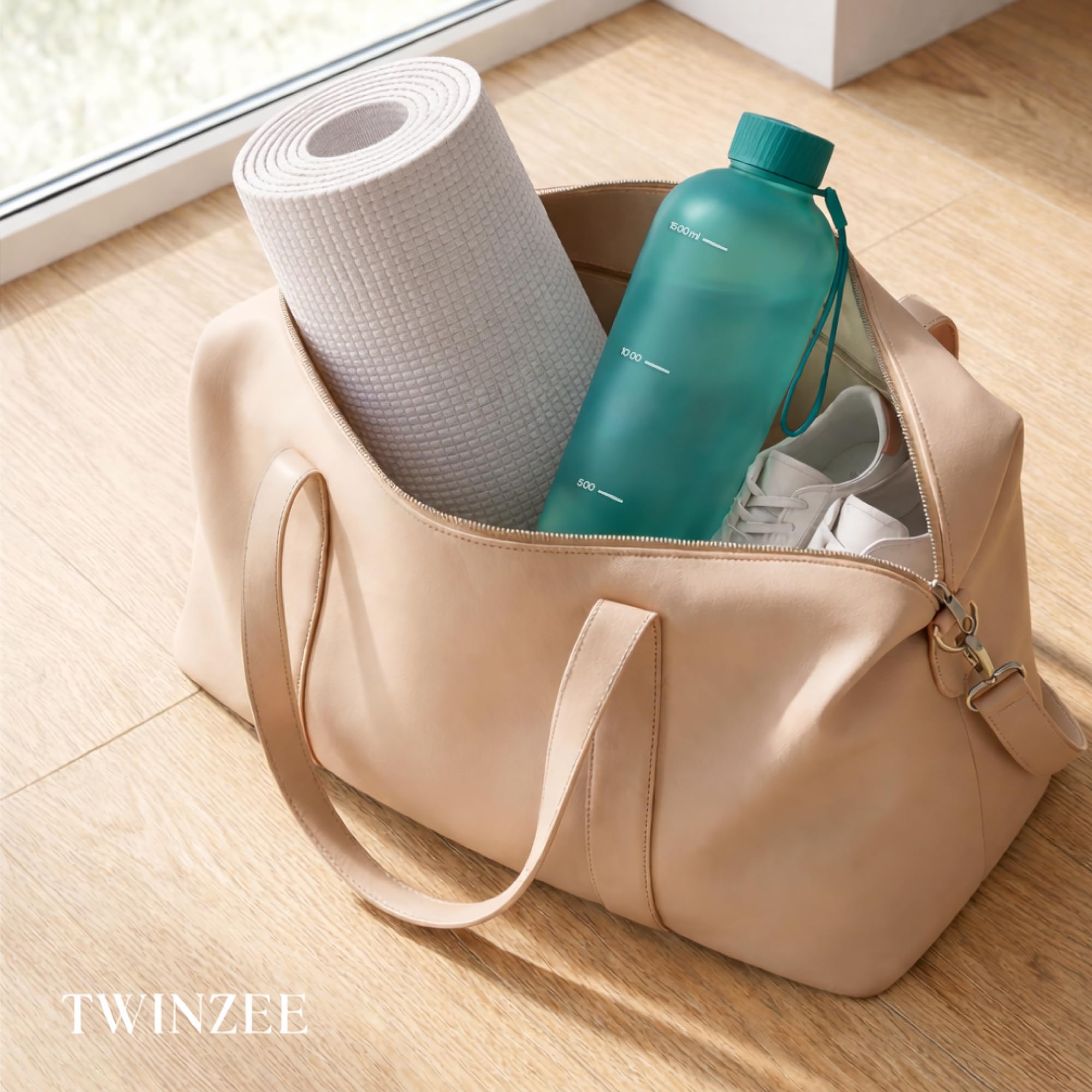 Twinzee Botella Agua 1,5 litro - Sin BPA & Antigoteo, Botella de Agua Deportiva, Oficina, Colegio, Gym, Cantimplora - Tritan Water Bottle, Verde Bosque — view 4